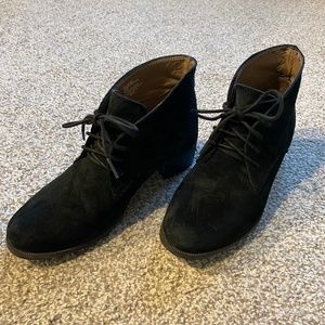 Black Suede Leather Ankle Boots
